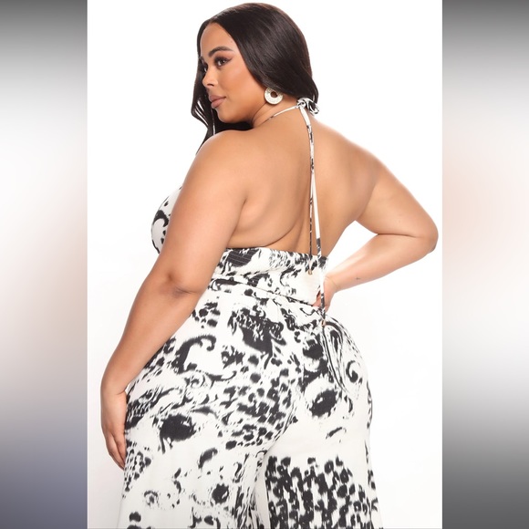 NWT🤍❣️🖤Animal Print Jumpsuit - Black/combo Sz 1X🐆 - Picture 9 of 10